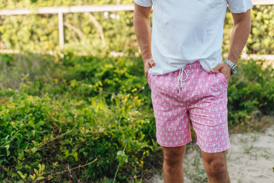 Pink Elephants: Swim Trunks - Pink