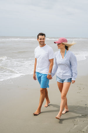 Reef Shark Rally: Swim Trunks - Light Blue