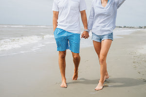 Reef Shark Rally: Swim Trunks - Light Blue