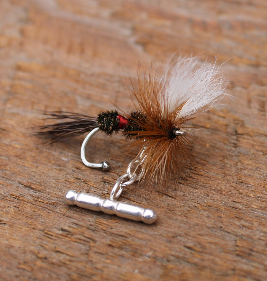 American Made Collared Greens Cufflinks - Fly Fishing Made in the USA